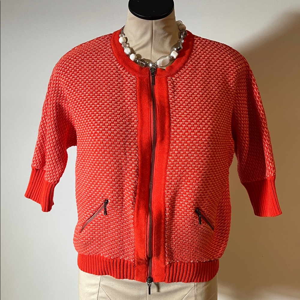 CAbi Coral Knit zip up Sweater